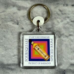 Vintage Foursquare Spiced Barbados Rum Keychain Liquor Merch Caribbean